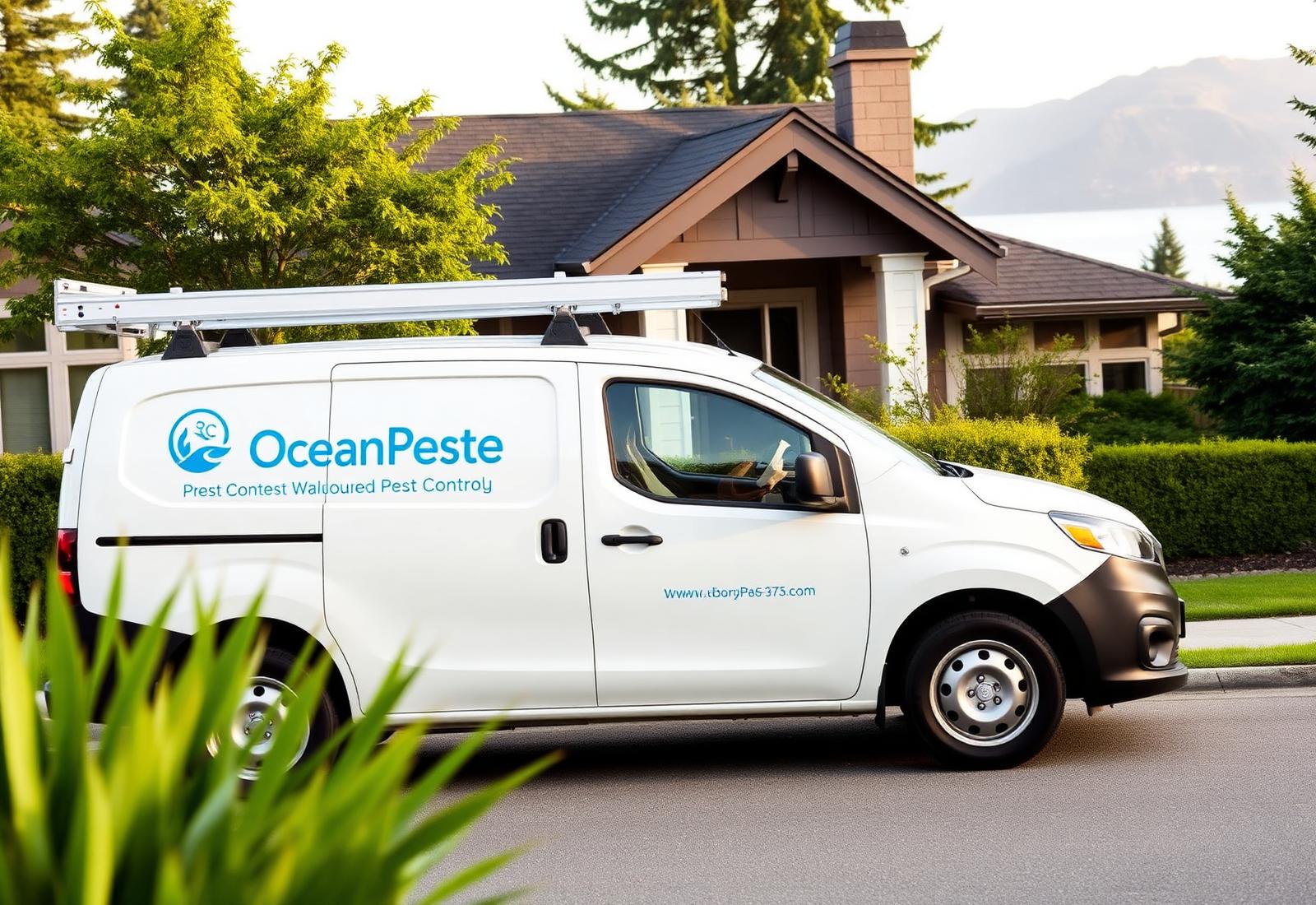 Seaside Pest Control service vehicle at a Vancouver home